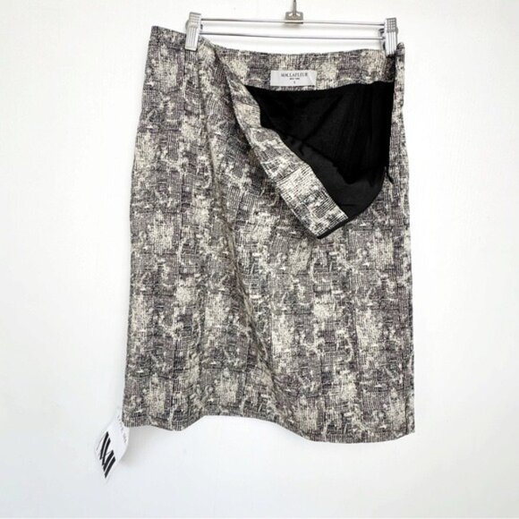 MM. Lafleur Crosby Pencil Skirt Scribble Jacquard Black Cream Size 8 NEW - Picture 3 of 12